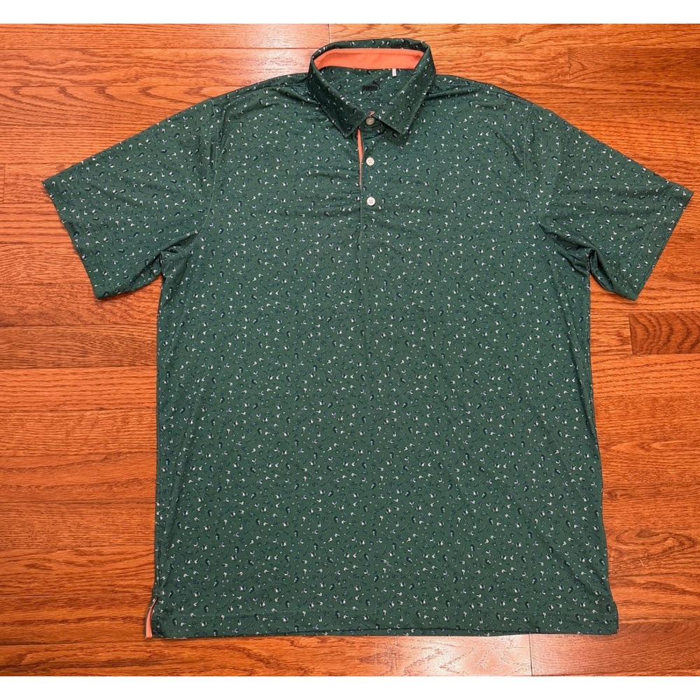 Puma Performance Golf Shirt Mens Large Kentucky Derby Horse Banjo Rose Print
